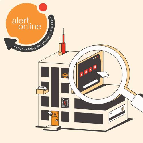 Illustratie van een laptop die verwijst naar de cybersecuritymaand