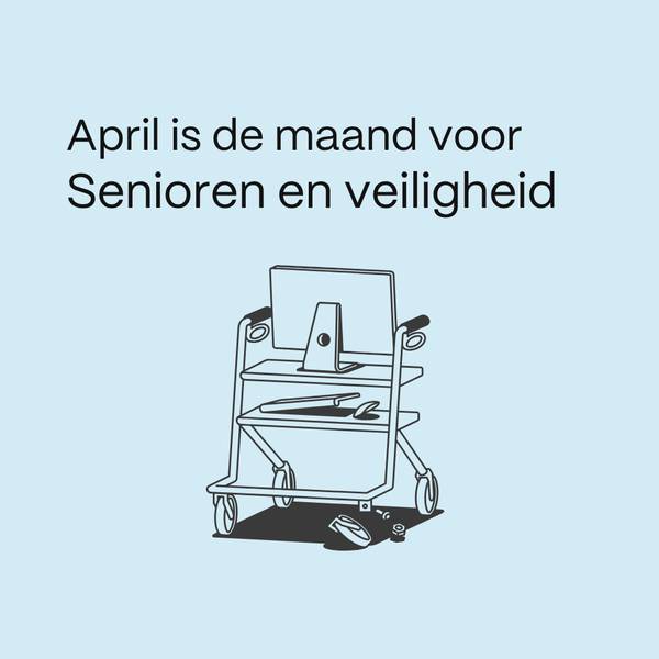 Illustratie van een rollator. Afbeelding linkt door naar de pagina over de maand van de senioren en online veiligheid.