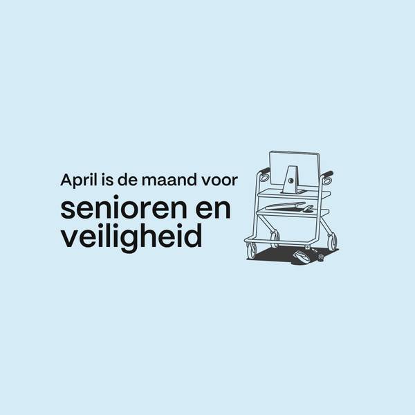 Illustratie van een rollator. Afbeelding linkt door naar de pagina over de maand van de senioren en online veiligheid.